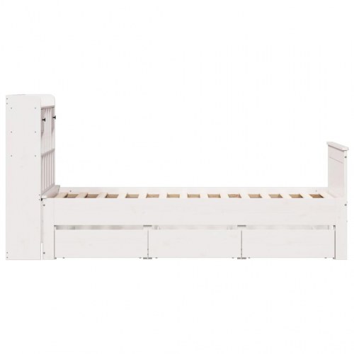 Enkeltseng med reol 75x190 cm - massivt fyrretræ, hvid