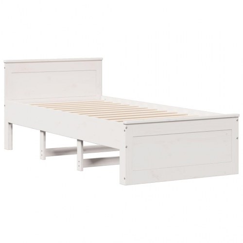 Enkeltseng med reol 75x190 cm - massivt fyrretræ, hvid