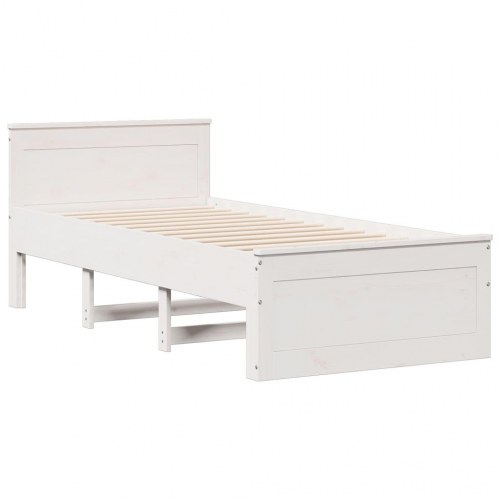 Seng med reol 90x200 cm - massivt fyrretræ, hvid