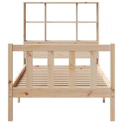 Seng med reol uden madras 75x190 cm massivt fyrretræ