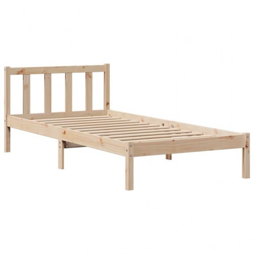 Seng med reol uden madras 75x190 cm massivt fyrretræ