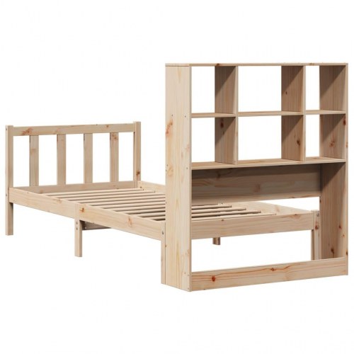 Seng med reol uden madras 75x190 cm massivt fyrretræ