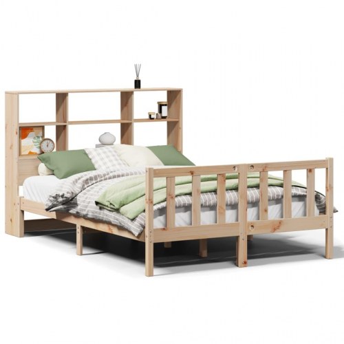 Seng med reol uden madras 150x200 cm massivt fyrretræ