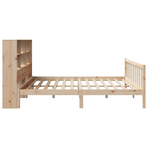 Seng med reol uden madras 200x200 cm massivt fyrretræ