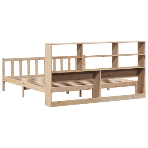 Seng med reol uden madras 200x200 cm massivt fyrretræ