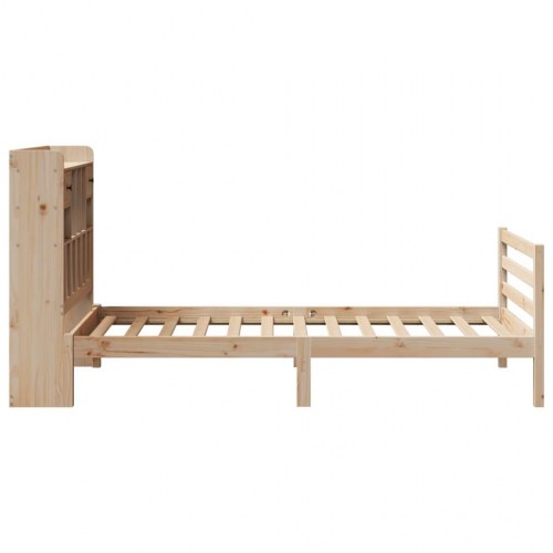 Seng med reol uden madras 90x190 cm i massivt fyrretræ
