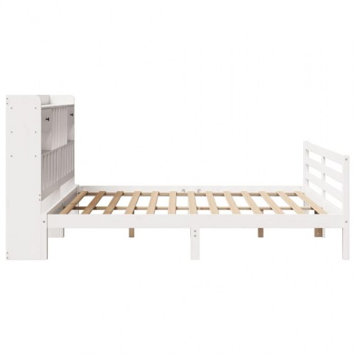 Seng med reol 180x200 cm i massivt fyrretræ hvid