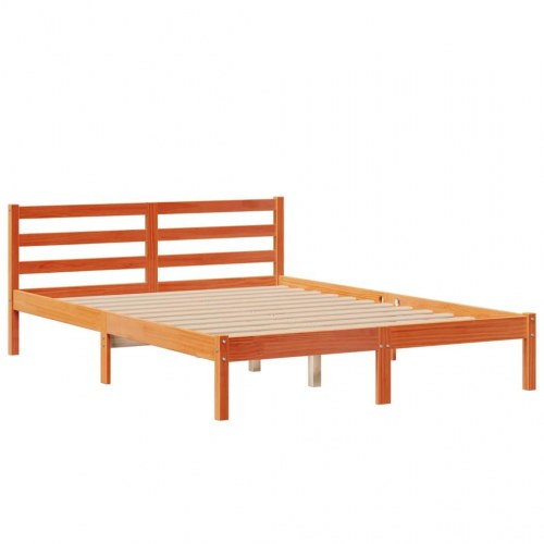 Seng med reol 160x200 cm i massivt fyrretræ - gyldenbrun