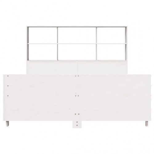 Sengeramme 140x200 cm med opbevaringsgavl - massivt fyrretræ, hvid