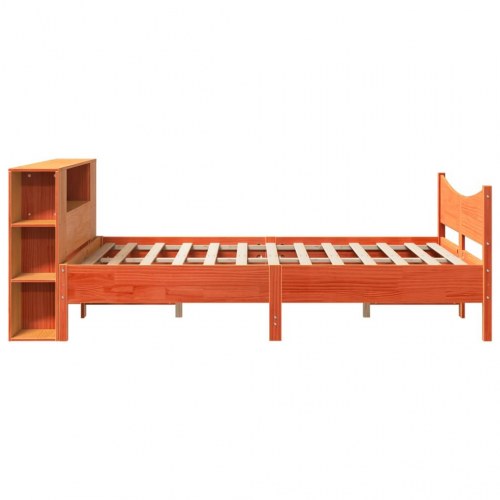 Sengeramme i massivt fyr med opbevaring 140x200 cm - gyldenbrun