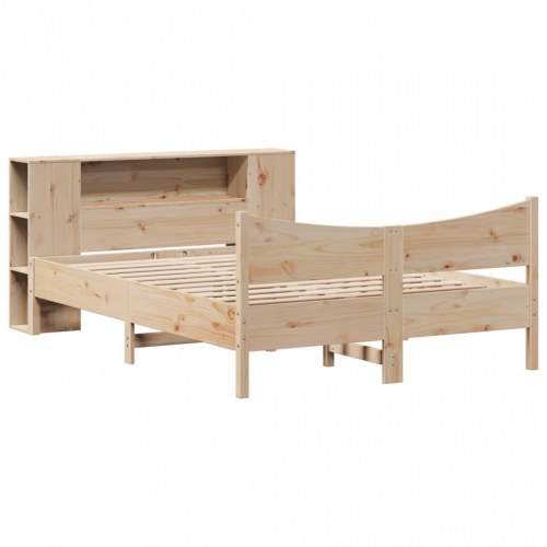 Sengeramme i massivt fyrretræ med opbevaring 135x190 cm - hvid