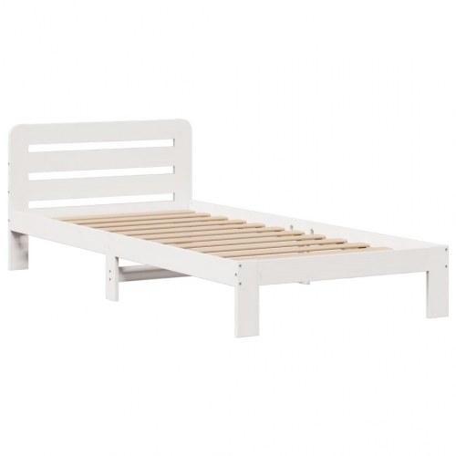 Seng med reol uden madras 90x200 cm massivt fyrretræ hvid