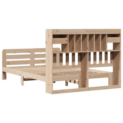 Seng med reol uden madras 140x190 cm massivt fyrretræ