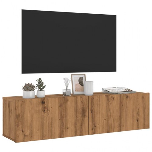 Væghængt tv-bord 120 x 30 x 30 cm med 2 låger