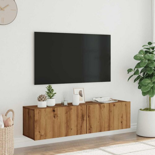 Væghængt tv-bord 120 x 30 x 30 cm med 2 låger
