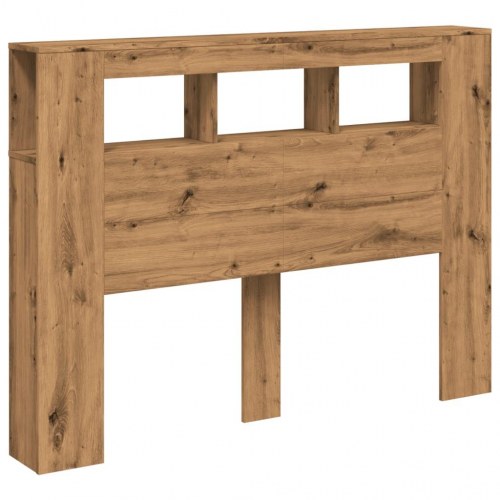 Sengegavl med LED-lys og hylder 140×18,5×103,5 cm - kunsteg