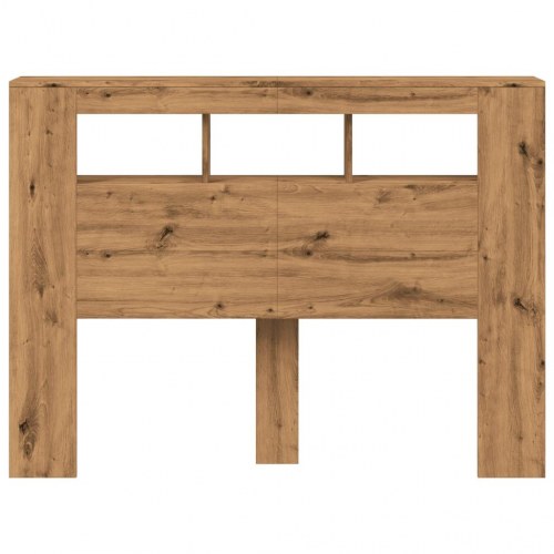 Sengegavl med LED-lys og hylder 140×18,5×103,5 cm - kunsteg