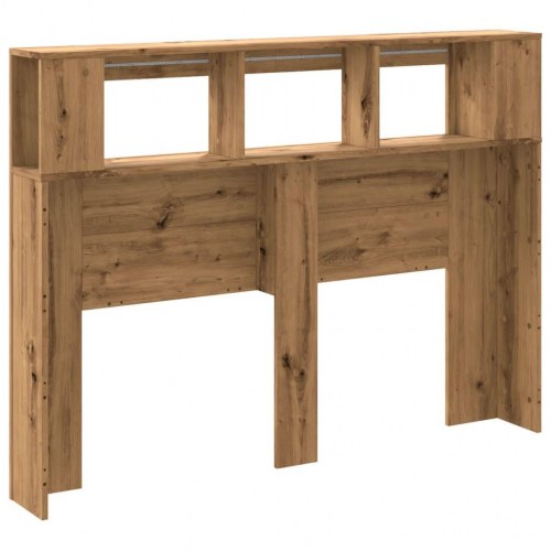 Sengegavl med LED-lys og hylder 140×18,5×103,5 cm - kunsteg