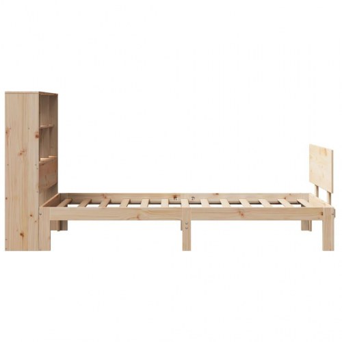 Seng med reol uden madras 75x190 cm massivt fyrretræ