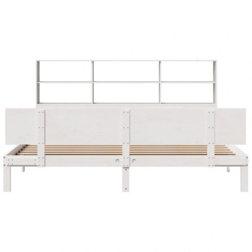 Seng med reol 180x200 cm i massivt fyrretræ hvid