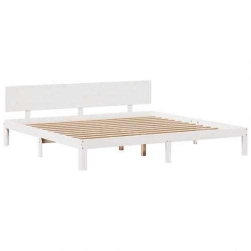 Seng med reol 180x200 cm i massivt fyrretræ hvid