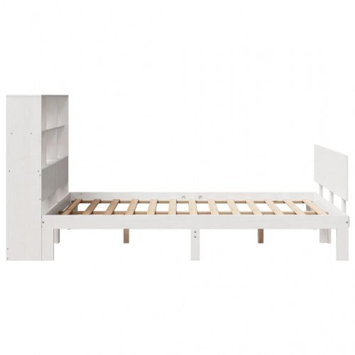 Seng med reol uden madras 140x190 cm massivt fyrretræ hvid