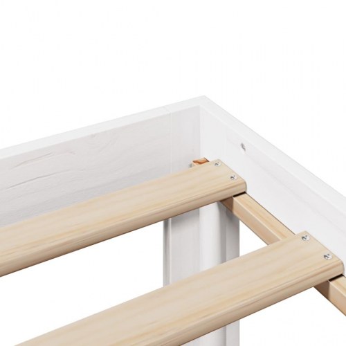 Seng med reol uden madras 135x190 cm massivt fyrretræ hvid