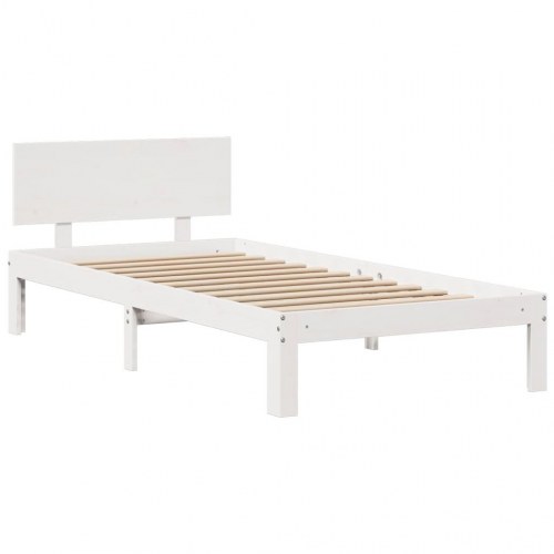 Seng med reol 140x200 cm - massivt fyrretræ, hvid