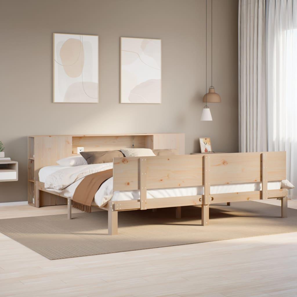 Seng med reol uden madras 180x200 cm massivt fyrretræ