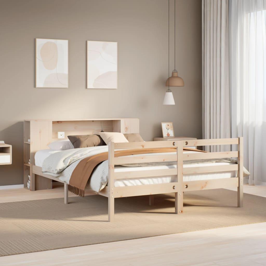 Seng med reol uden madras 120x190 cm massivt fyrretræ
