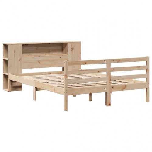 Seng med reol uden madras 120x190 cm massivt fyrretræ
