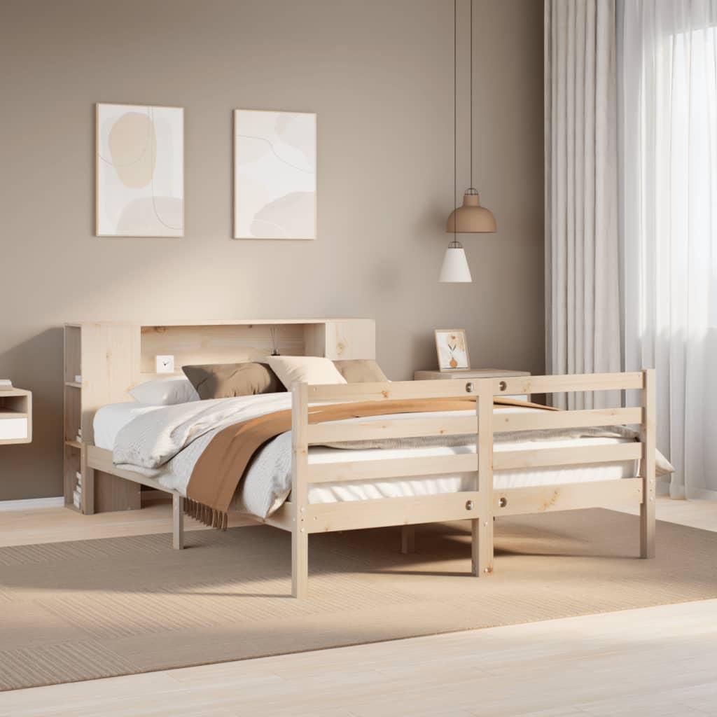 vidaXL seng med reol uden madras 135x190 cm massivt fyrretræ
