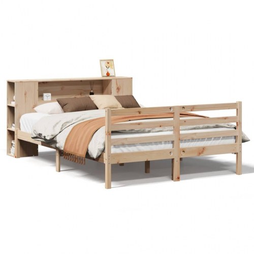Seng med reol uden madras 135x190 cm i massivt fyrretræ