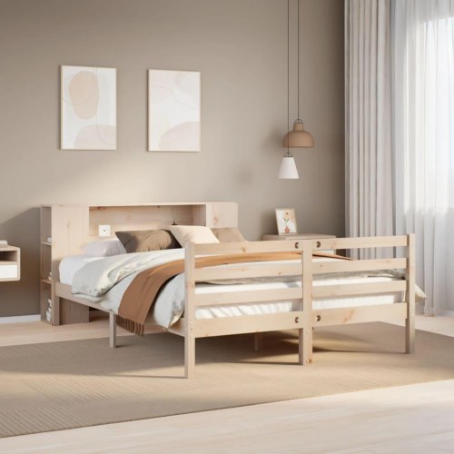 Seng med reol uden madras 120x200 cm massivt fyrretræ