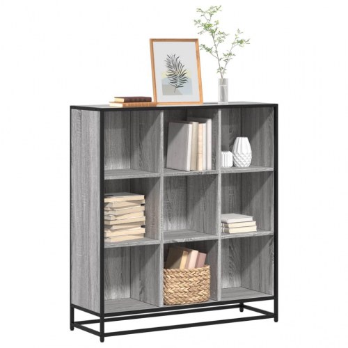 Bogreol med 9 rum 97,5 x 33 x 107,5 cm - grå sonoma-eg