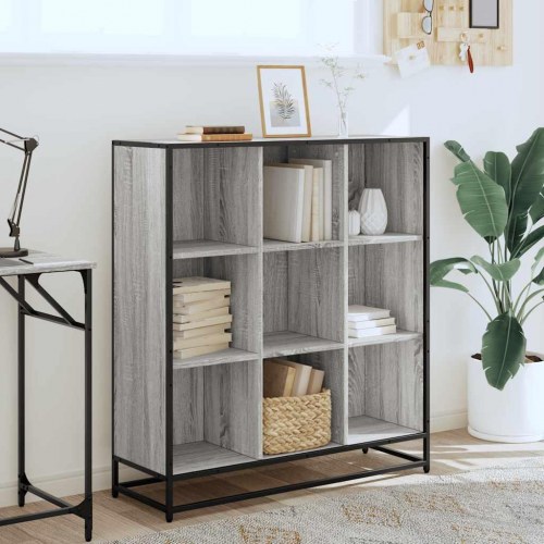Bogreol med 9 rum 97,5 x 33 x 107,5 cm - grå sonoma-eg