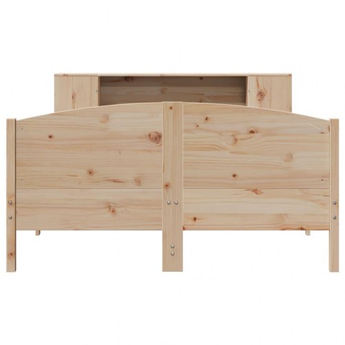 Seng med reol 135x190 cm - massivt fyrretræ, lamelbund