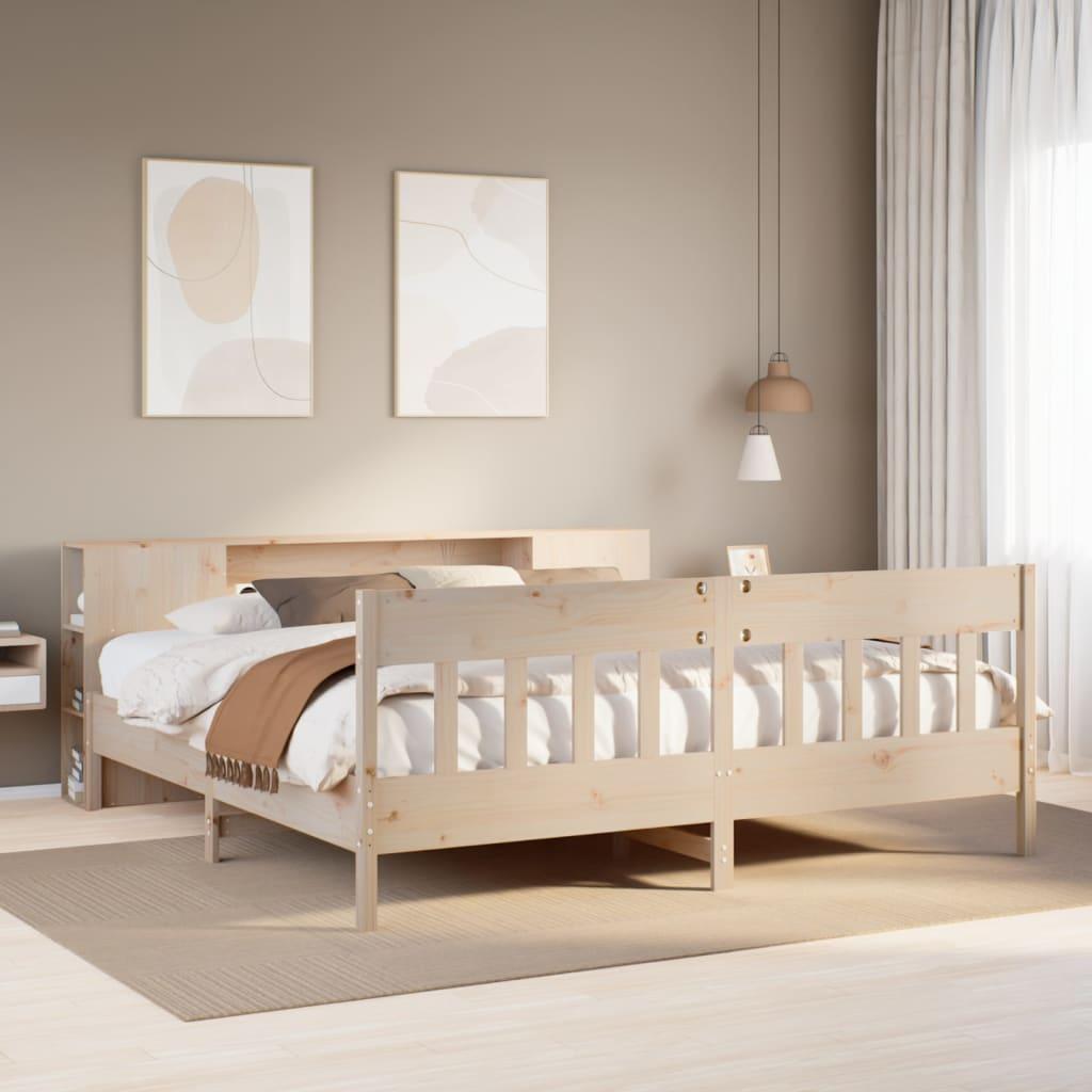 Seng med reol uden madras 180x200 cm massivt fyrretræ