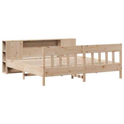 Seng med reol uden madras 180x200 cm massivt fyrretræ