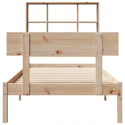 Seng med reol uden madras 90x190 cm massivt fyrretræ