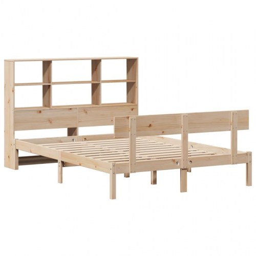 Seng med reol uden madras 160x200 cm - massivt fyrretræ