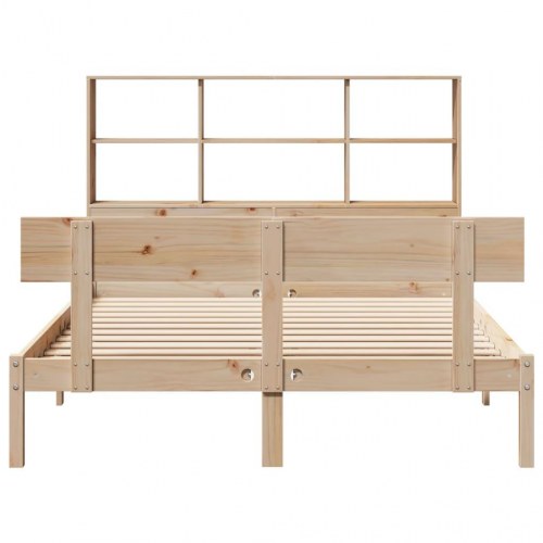 Seng med reol uden madras 160x200 cm - massivt fyrretræ