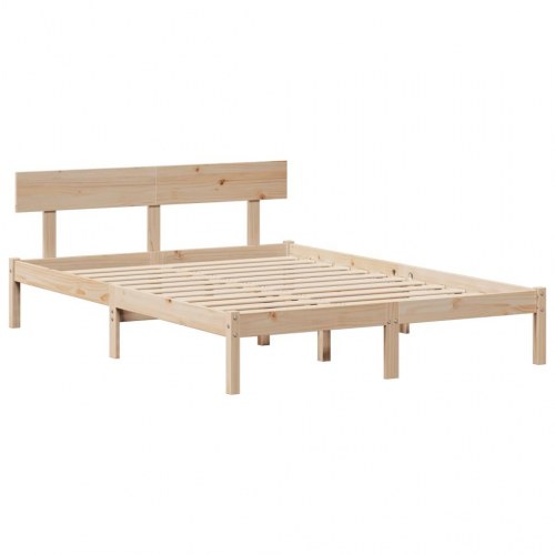 Seng med reol uden madras 160x200 cm - massivt fyrretræ