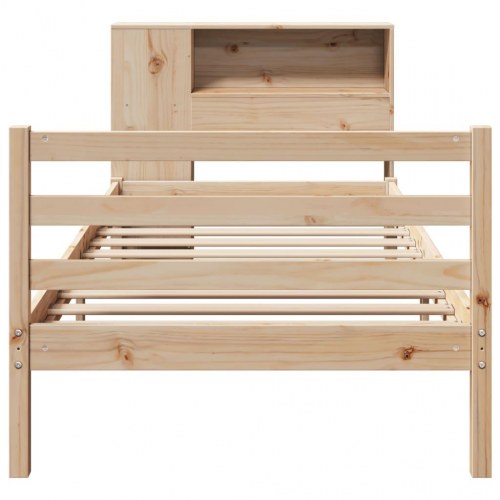 Seng med reol uden madras 75x190 cm i massivt fyrretræ