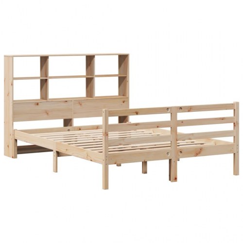 Seng med reol uden madras 160x200 cm massivt fyrretræ
