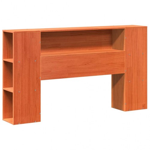 Seng med reol uden madras 140×190 cm - massivt fyrretræ, gyldenbrun