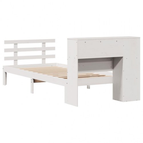 Seng med reol uden madras 100x200 cm massivt fyrretræ hvid