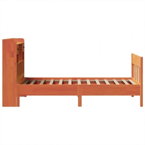 Sengeramme 100x200 cm i massivt fyr - gyldenbrun med opbevaring