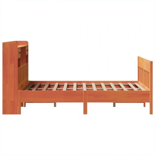 Sengeramme med opbevaring 135x190 cm - massivt fyrretræ, brun