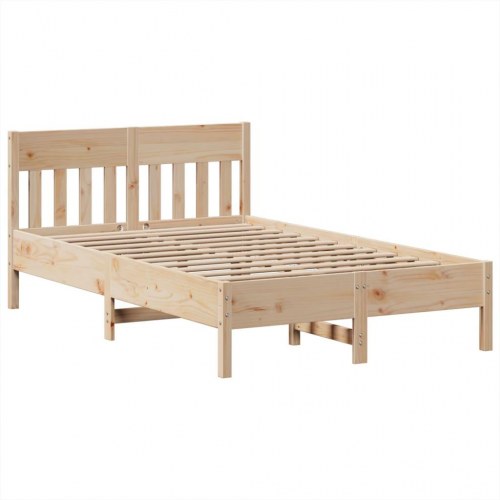 Sengeramme med opbevaring 135x190 cm - massivt fyrretræ, hvid